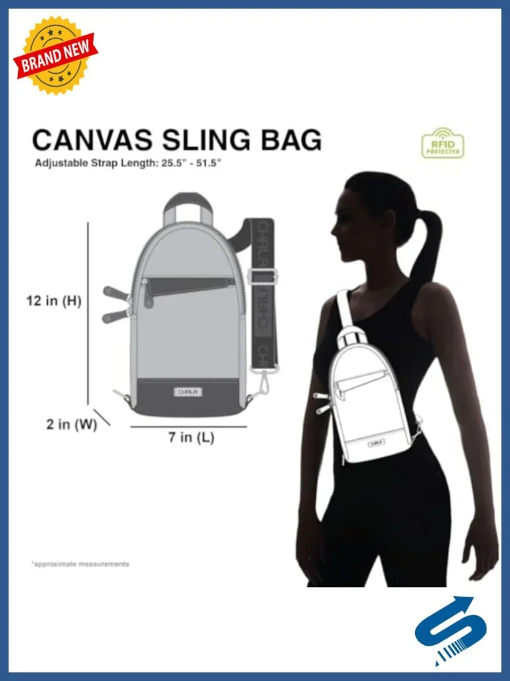Canvas Sling Bag RFID Protected Crossbody Backpack with Adjustable Strap